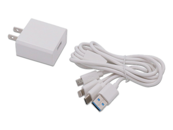 Cargador de Pared EPCOM PL52C, Multi-puertos, 1 x USB-C, 1 x Micro USB, 1 x Lightning, 5V, Color Blanco.