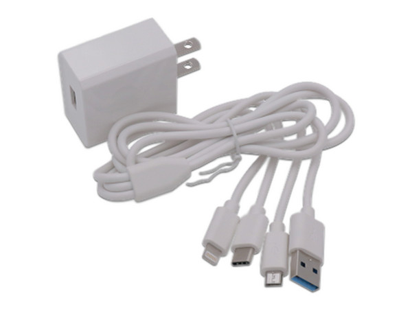 Cargador de Pared EPCOM PL52C, Multi-puertos, 1 x USB-C, 1 x Micro USB, 1 x Lightning, 5V, Color Blanco.
