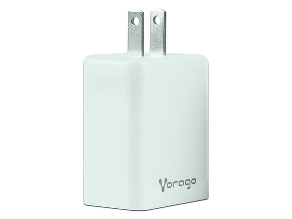 Cargador para pared Vorago Quick Charge AU-350, 3.0A, PD 20W a USB-A y USB-C, Color Blanco.