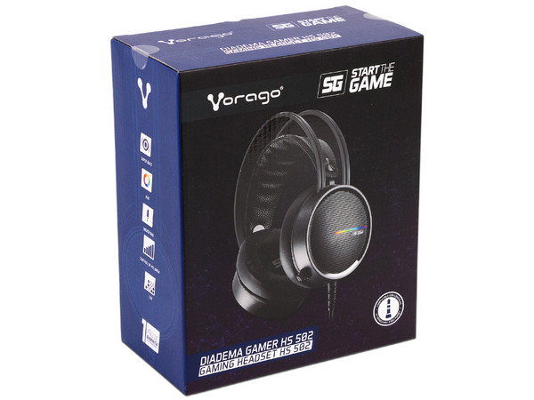 Audífonos Gamer con micrófono Vorago HS-502, 3.5mm, LED RGB, Color Negro.