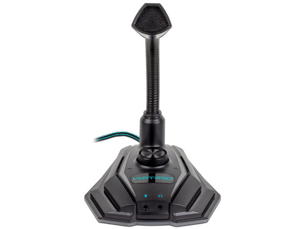 Micrófono Gaming Vortred con RGB, 1.5m, USB. Color Negro.