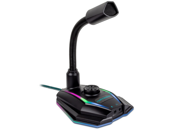 Micrófono Gaming Vortred con RGB, 1.5m, USB. Color Negro.