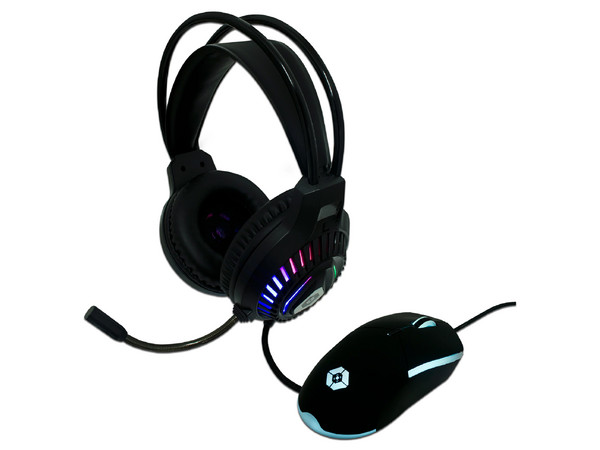 Kit Gamer Vortred Raito, Audífonos con micrófono, RGB, y Mouse Gamer hasta 4000 dpi, USB, 6 botones.