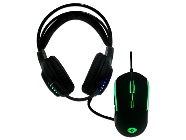 Kit Gamer Vortred Raito, Audífonos con micrófono, RGB, y Mouse Gamer hasta 4000 dpi, USB, 6 botones.