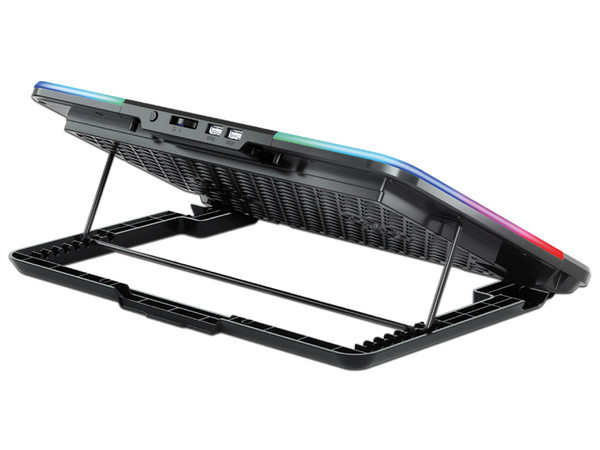 Base para Laptops Acteck Froost Raw BE630, Ventilador Integrado, 7 Niveles de Ajuste, Soporte para celular, Color Blanco.