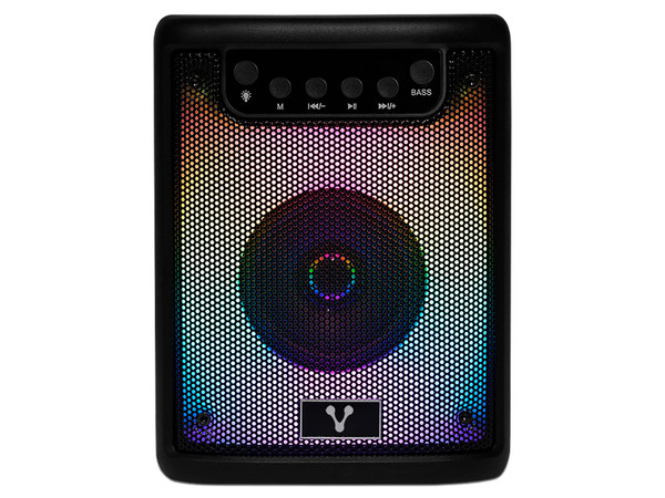 Mini Bafle Vorago Karaoke Speaker 180 de 10W, Iluminación RGB, Bluetooth, USB, Color Negro.