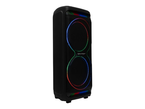 Bafle Vorago KSP-800, Doble 15 Pulgadas, Micrófono Inalámbrico, Color Negro.