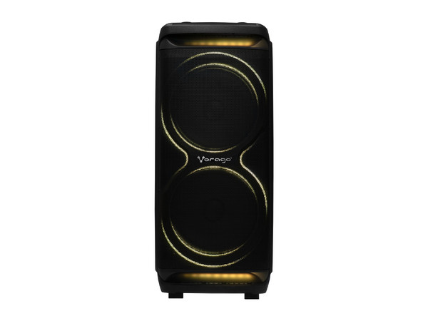 Bafle Vorago KSP-800, Doble 15 Pulgadas, Micrófono Inalámbrico, Color Negro.