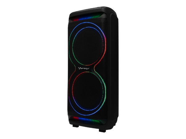 Bafle Vorago KSP-800, Doble 15 Pulgadas, Micrófono Inalámbrico, Color Negro.