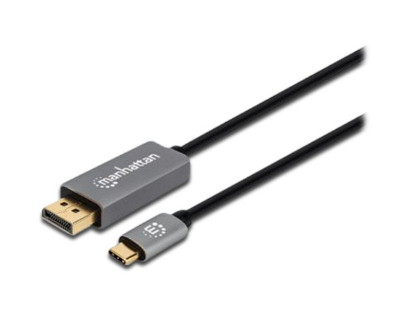 Cable USB-C a DisplayPort Manhattan, Longitud 2.0 m, Conector USB-C (Macho) a DisplayPort (MACHO).