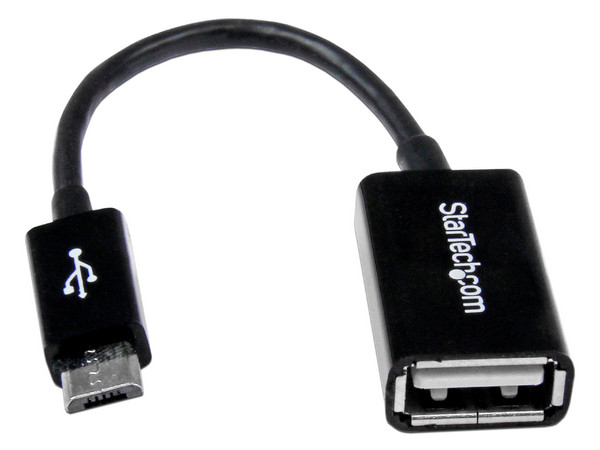 Cable Adaptador OTG StarTech de Micro USB (M) a USB A (H), 13cm.