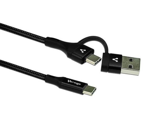 Cable Vorago CAB-126-BK, USB-C a USB 2.0 y USB-C de 1 metro. Color Negro.