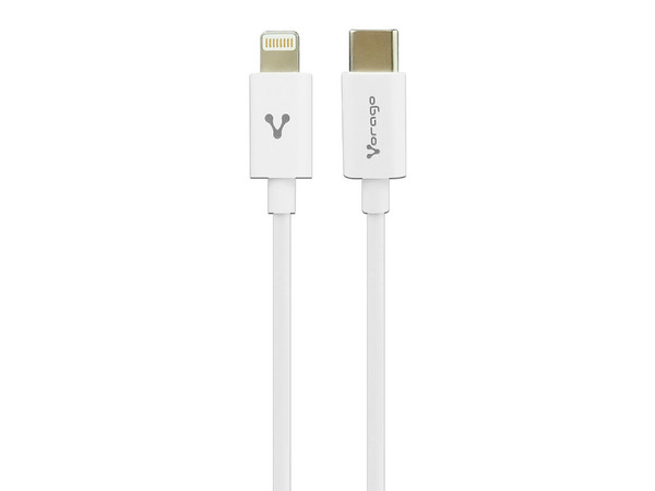 Cable Vorago CAB-125, USB Tipo C a Lightning, Carga Rápida, 20W, 1m. Color Blanco.
