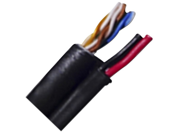 Bobina de Cable Siames Saxxon OW-OP305JBL1 UTP Cat5e, 2 Cables de Energía 18AWG, 305m, Color Negro.