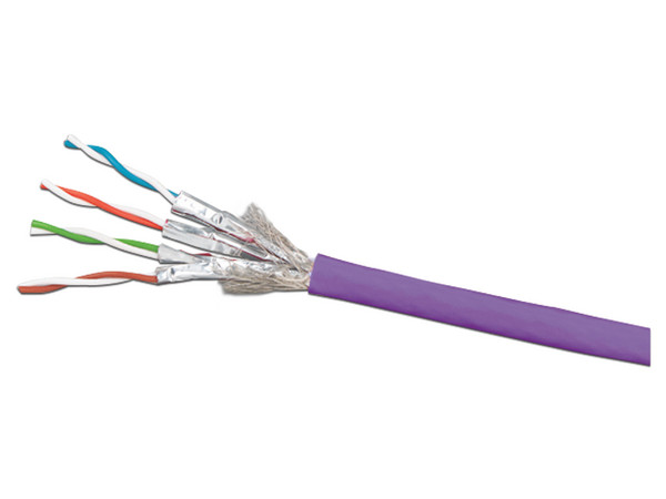 Bobina de Cable UTP Blindado SIEMON 9T7L4-E10 de 305 m, S/FTP de 4 pares, Cat7A. Color Morado
