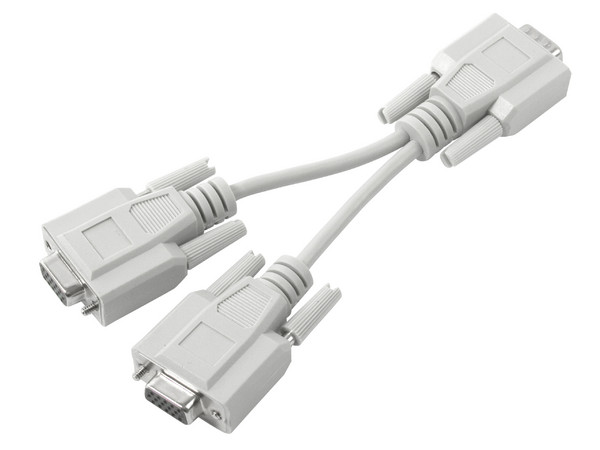 Cable Y para VGA HD15 macho a 2 x HD15 hembra, 15 cm (conecta 2 monitores VGA en un solo puerto)