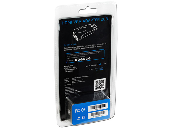 Adaptador Convertidor de Video HDMI a VGA 1080p.