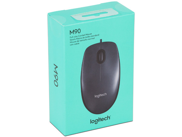 Mouse Óptico Logitech M90, Hasta 1,000 dpi, USB, 3 Botones, Color Negro/Gris.