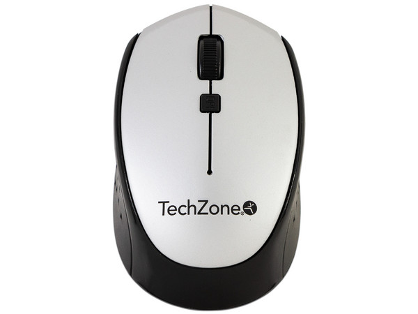 Mouse óptico inalámbrico TechZone TZ19MOU01-INA, Receptor USB. Color Plata.