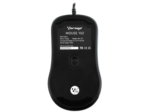 Mouse Óptico Vorago MO-102, USB. Color Negro.