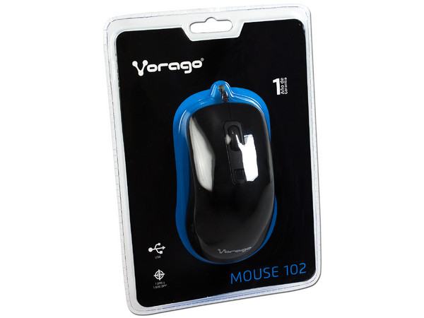 Mouse Óptico Vorago MO-102, USB. Color Negro.