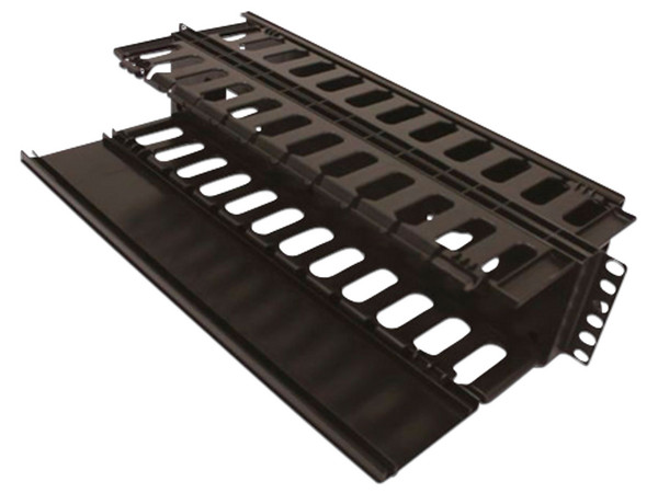 Organizador de Cable horizontal SBETECH SBE-OH2URD para rack, Doble lado, 19 pulgadas, Base metalica, 2UR.