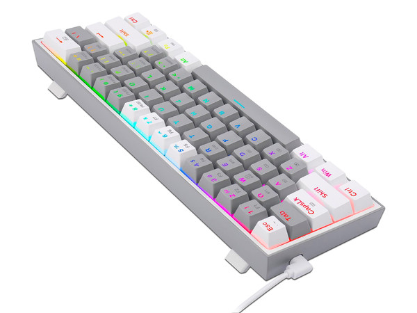 Telcado Mecanico Redragon Fizz Pro, RGB, Switch RED, Color Blanco.