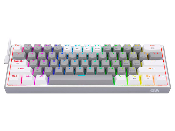 Telcado Mecanico Redragon Fizz Pro, RGB, Switch RED, Color Blanco.