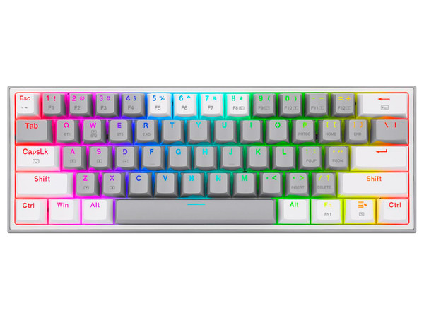 Telcado Mecanico Redragon Fizz Pro, RGB, Switch RED, Color Blanco.
