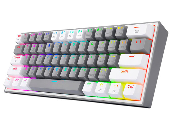 Telcado Mecanico Redragon Fizz Pro, RGB, Switch RED, Color Blanco.