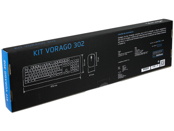 Kit teclado y Mouse inalámbrico Vorago KIT 302, USB.