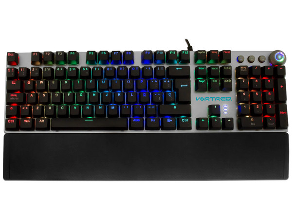 Teclado Mecánico Gamer Vortred V-930600, USB, RGB. Color Negro.