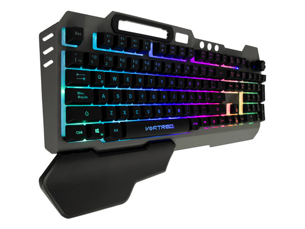 Teclado Gamer Vortred V-930617 RGB, USB. Color Negro.