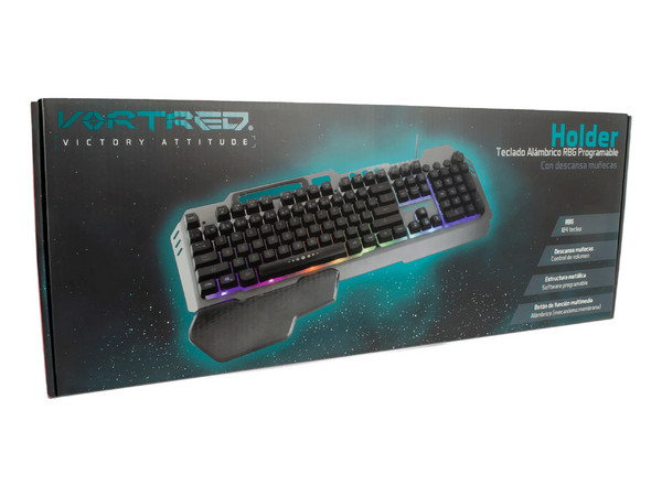 Teclado Gamer Vortred V-930617 RGB, USB. Color Negro.