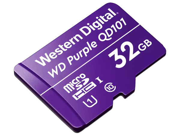 Memoria Western Digital Purple QD101 MicroSDXC de 32GB, Clase 10, Especializada para Videovigilancia.