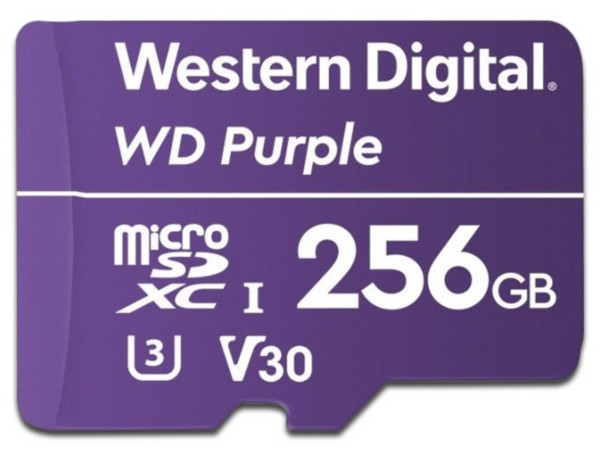 Memoria MicroSDXC UHS-III U3 Western Digital Purple de 256GB, Clase 10.