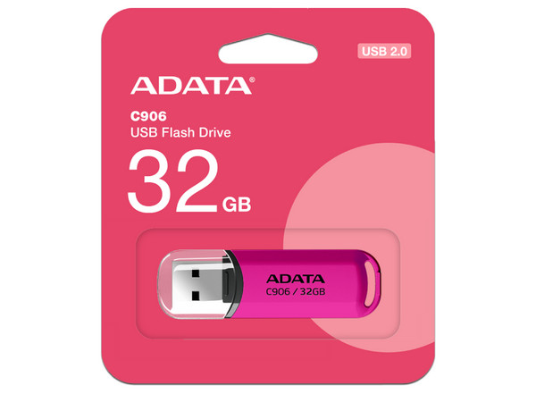 Unidad Flash USB ADATA C906 de 32GB, 2.0, Color Rosa.