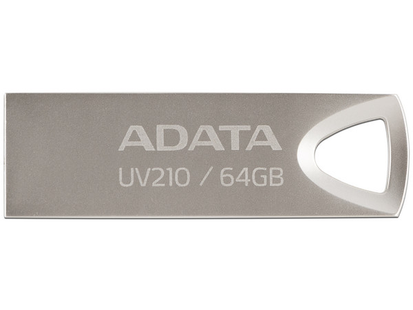 Unidad Flash USB 2.0 ADATA UV210 de 64GB. Color Metálico.