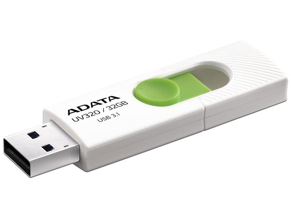Unidad Flash USB 3.0 ADATA UV320 de 32GB. Color Blanco/Verde.