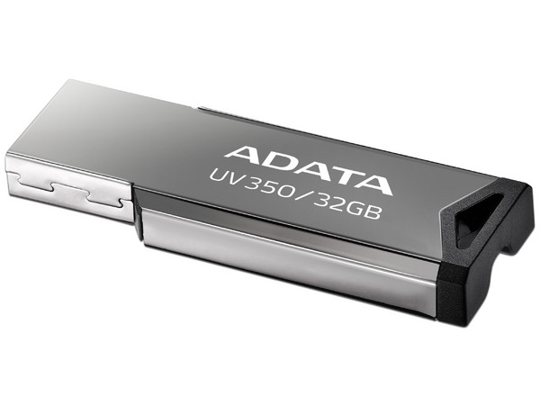 Unidad Flash USB 3.0 ADATA UV350 de 32GB, color gris metálico.