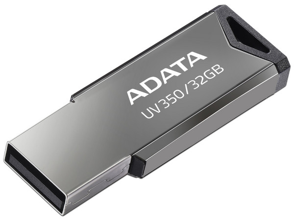 Unidad Flash USB 3.0 ADATA UV350 de 32GB, color gris metálico.