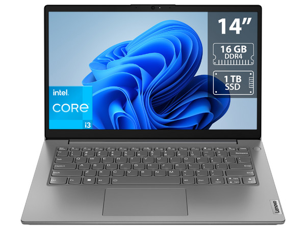 Laptop Lenovo V14 G3 IAP:
Procesador Intel Core i3 1215U (hasta 4.4 GHz),
Memoria de 16GB DDR4,
SSD de 1TB,
Pantalla de 14