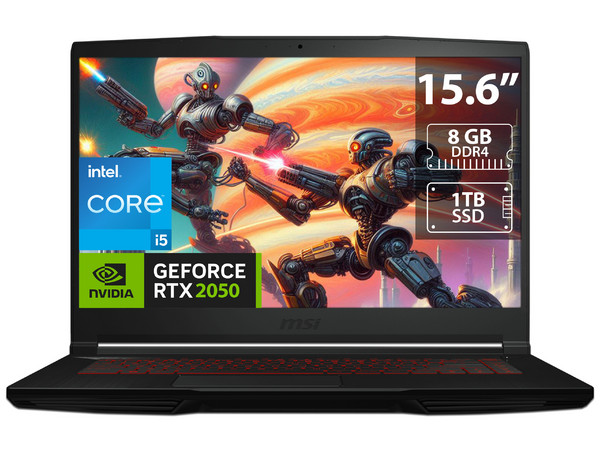 Laptop Gamer MSI Thin GF63:
Procesador Intel Core i5 12450H (hasta 4.4 GHz),
Memoria de 8GB DDR4,
SSD de 1TB,
Pantalla de 15.6