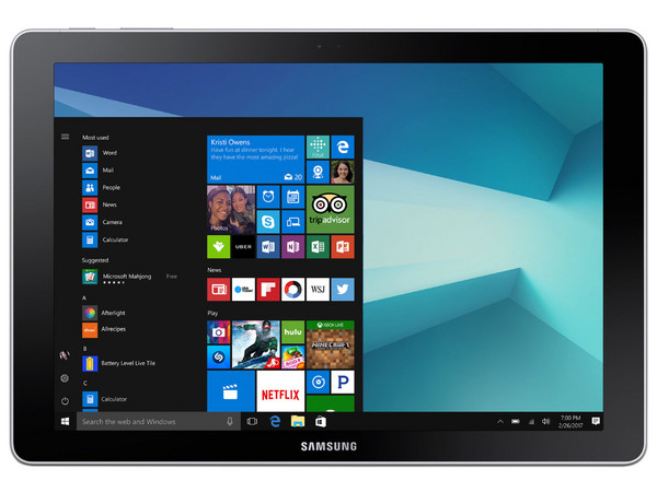 Tablet Samsung Galaxy Book:
Procesador Dual-Core (hasta 2.6 GHz),
Memoria RAM de 4GB, Almacenamiento de 8GB,
Soporta microSD, Pantalla de 10.6