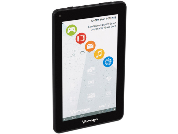Tablet Vorago PAD 7 V5:
Procesador Quad Core (1.3Ghz),
Memoria RAM de 1GB, Almacenamiento de 16GB,
(expandible con MicroSD),
Pantalla LED Multi-touch de 7