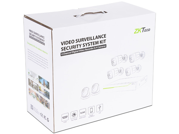Kit de Vigilancia ZKTeco 3104XECLKIT con DVR de 4 canales BNC, 1080p y 4 Cámaras de Vigilancia de 1/4