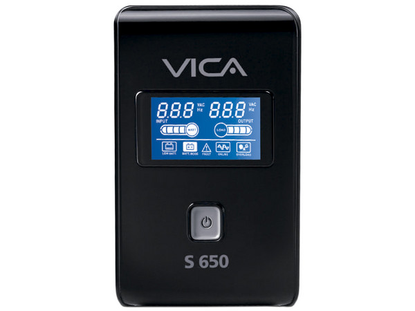 NO-BREAK con regulador Vica S650, 350 W (650 VA) con 6 conexiones Nema 5-15R.