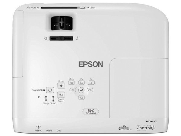 Proyector Epson PowerLite X49, Resolución de XGA (1024 x 768), Contraste 16,000:1 y 3,600 ANSI-Lumens.