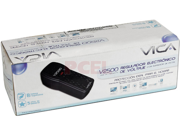 Regulador Vica V2500, 1500 Watts (2,500 VA), 8 Contactos.