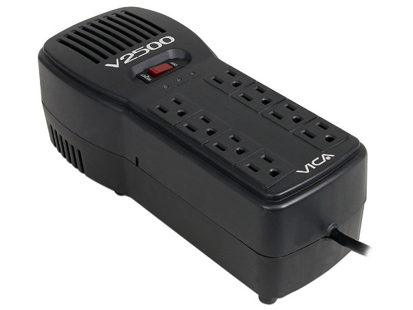 Regulador Vica V2500, 1500 Watts (2,500 VA), 8 Contactos.